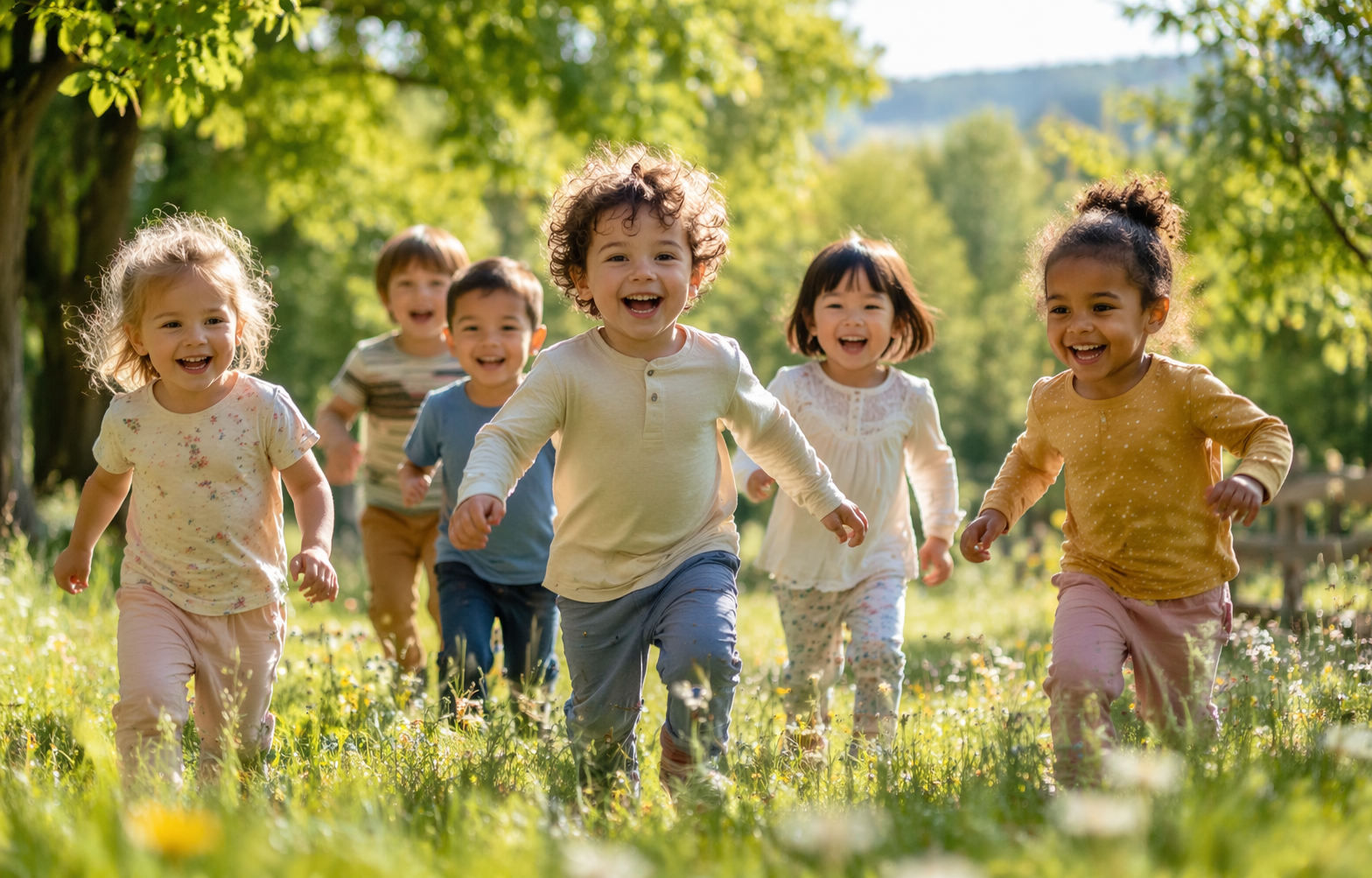 Bambini che giocano all'aperto nelle strutture educative Popele — Alto Adige